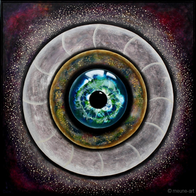 Blickpunkt Acryl + Mischtechnik auf Leinwand; 100 x 100 cm;