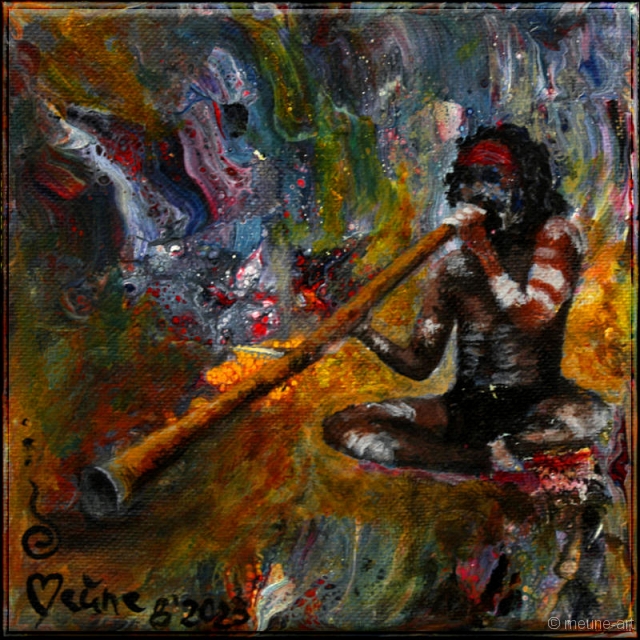 Dreamtime Acryl Misch-Fließtechnik auf Leinwand; 15 x 15 cm;