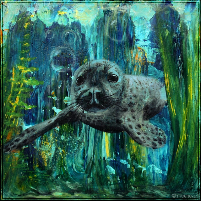 Neugierig Acryl Misch-Fließtechnik auf Leinwand; 40 x 40 cm;
verkauft, als Leinwanddruck erhältlich