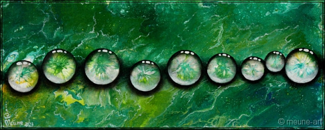 Perlen-Kette Acryl Misch-Fließtechnik auf Leinwand; 50 x 20 cm