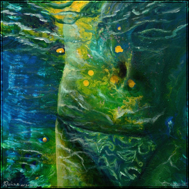 SommerZeit Acryl Misch-Fließtechnik auf Leinwand; 40 x 40 cm;