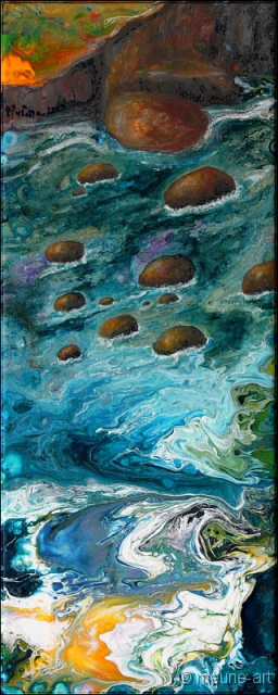 Weggeschwemmt Acryl Misch-Fließtechnik auf Leinwand; 20 x 50 cm