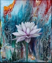 Lotos Acryl Misch-Fließtechnik auf Leinwand; 25 x 30 cm